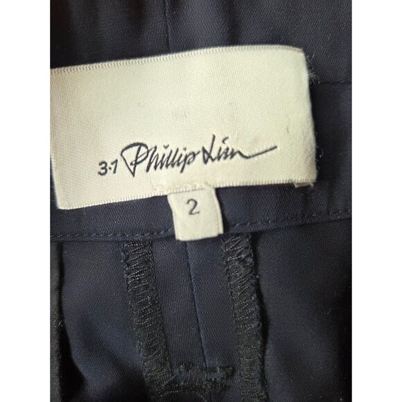 31 Phillip Lim Black 100% Cotton Paper Bag Straight Leg Tie Waist Trousers sz 2 - Picture 8 of 10